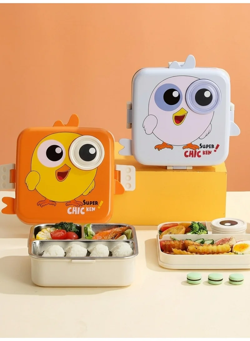 Mobcos Super Birdy Lunch Box Snow Blue Carnival Super Birdy Lunch Box 3 Layer Stainless Steel Lunch Box Comes with 1 Detachable Tray, 1 Small Container & 1 Spoon Ideal for Kids BPA Free 1120ml+70ml- Snow Blue  | Best Price UAE