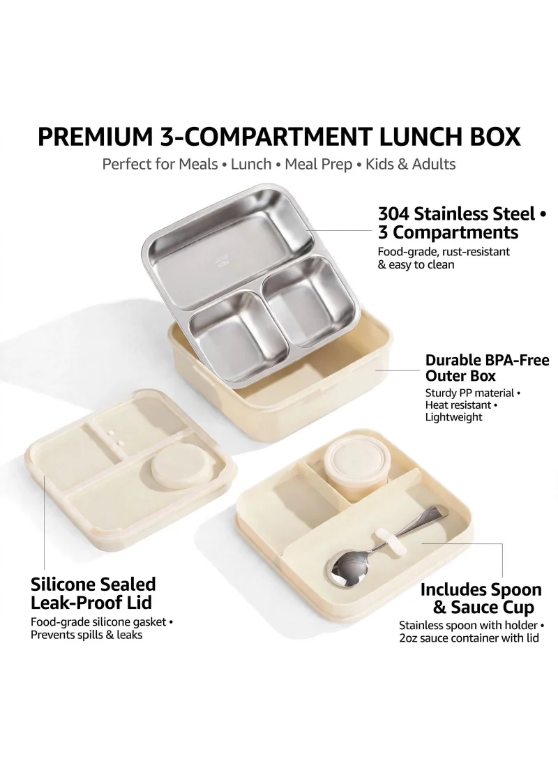 Mobcos Carnival Super Birdy Lunch Box 3 Layer Stainless Steel Lunch Box Comes with 1 Detachable Tray, 1 Small Container & 1 Spoon Ideal for Kids BPA Free 1120ml+70ml- Snow Blue