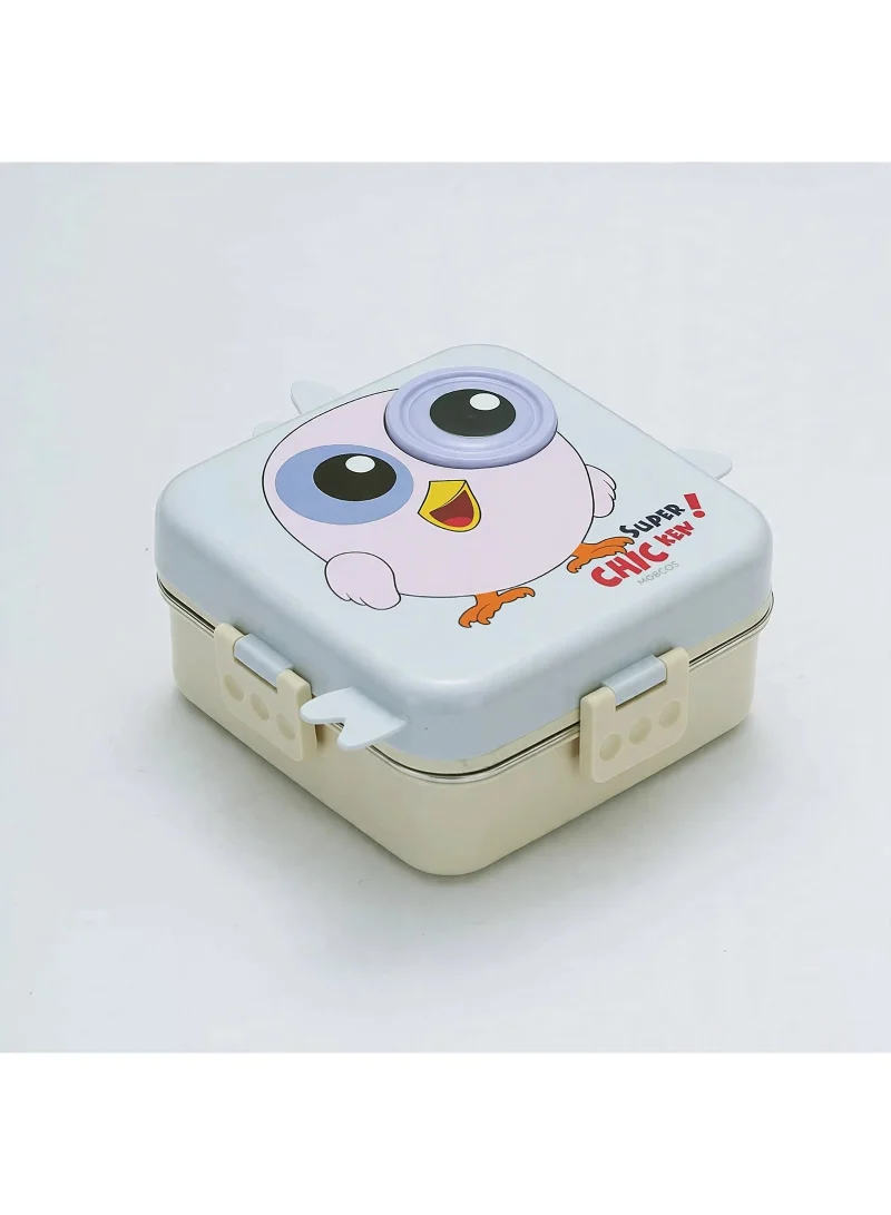 Mobcos Carnival Super Birdy Lunch Box 3 Layer Stainless Steel Lunch Box Comes with 1 Detachable Tray, 1 Small Container & 1 Spoon Ideal for Kids BPA Free 1120ml+70ml- Snow Blue