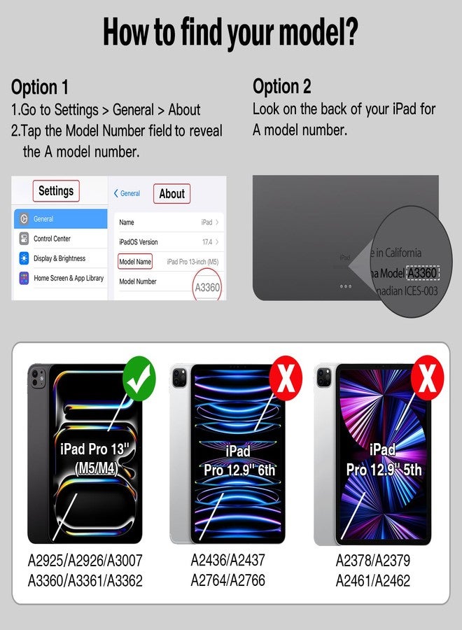 Antbox Case for iPad Pro 13 inch Case (M4) 2024 with Built-in Pencil Holder Supports Pencil Pro and Pencil (USB-C) Auto Sleep/Wake Function PU Leather Cover for iPad Pro 13'' (Black) - Image 4