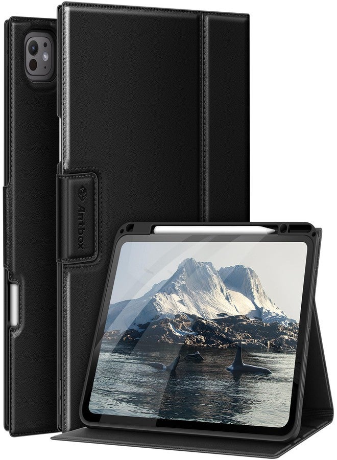 Antbox Case for iPad Pro 13 inch Case (M4) 2024 with Built-in Pencil Holder Supports Pencil Pro and Pencil (USB-C) Auto Sleep/Wake Function PU Leather Cover for iPad Pro 13'' (Black) - Image 1