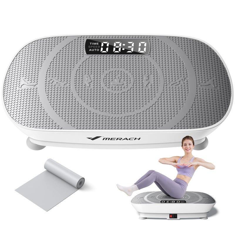 MERACH Vibration Plate Exercise Machine, Whole Body Workout Equipment for Women, Bluetooth and Silicone Pedal, Vibration Plate with Auto Mode, Vibrate Fitness Platform for Home (Grey) - Image 1