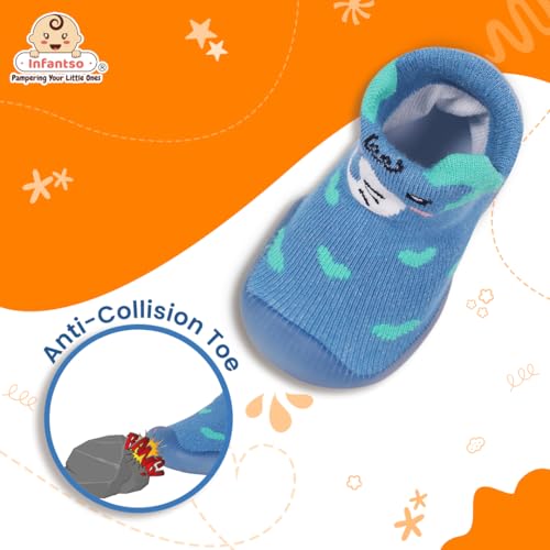 Infantso Cute Heart Anti-Skid Cotton Baby Socks Shoes with Lightweight Soft Sole for New Born 0-2 Years, Ankle Socks for Infants Shower Gifts, Walking Baby Sneakers 12-18 M - Image 5