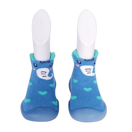 Infantso Cute Heart Anti-Skid Cotton Baby Socks Shoes with Lightweight Soft Sole for New Born 0-2 Years, Ankle Socks for Infants Shower Gifts, Walking Baby Sneakers 12-18 M - Image 1