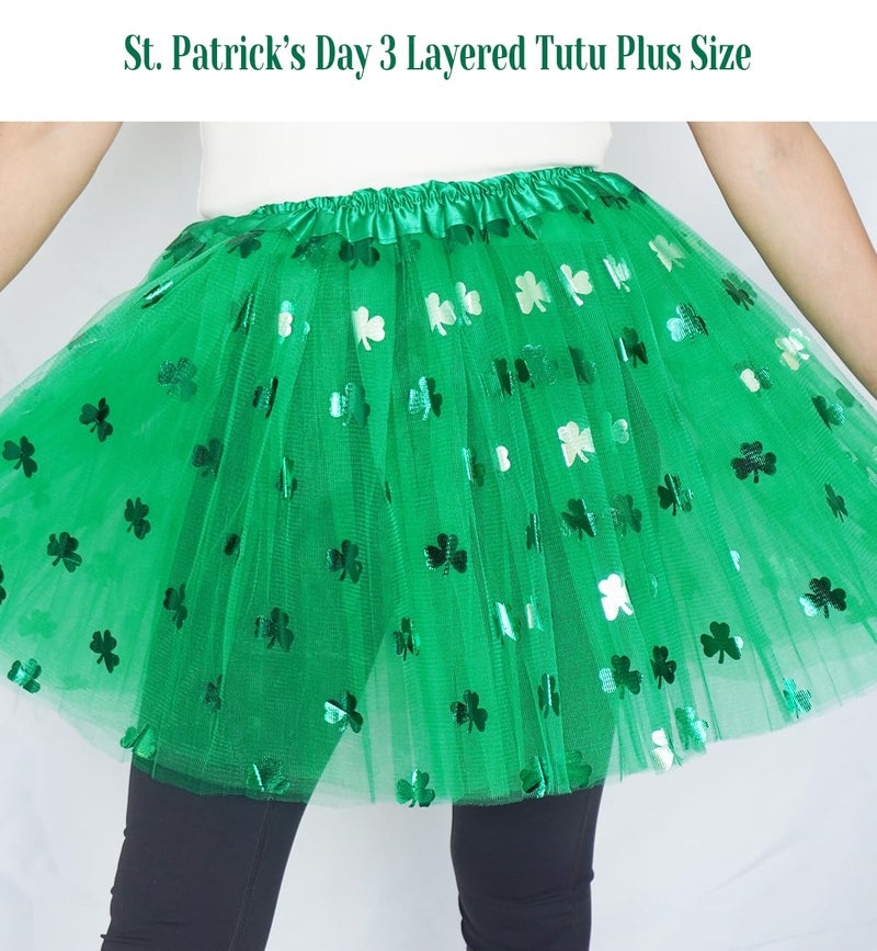 WINROLA 3 Layered Plus Size Tutu Adult Women Green Clover Tutu Skirt Teens Shamrock Irish Party St. Patrickâ€™s Day Tutu (Green, X-Large(Plus Size)) - Image 2