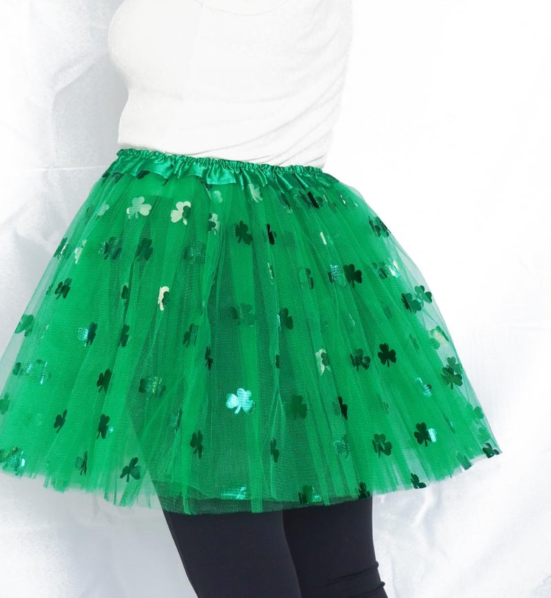 WINROLA 3 Layered Plus Size Tutu Adult Women Green Clover Tutu Skirt Teens Shamrock Irish Party St. Patrickâ€™s Day Tutu (Green, X-Large(Plus Size)) - Image 4