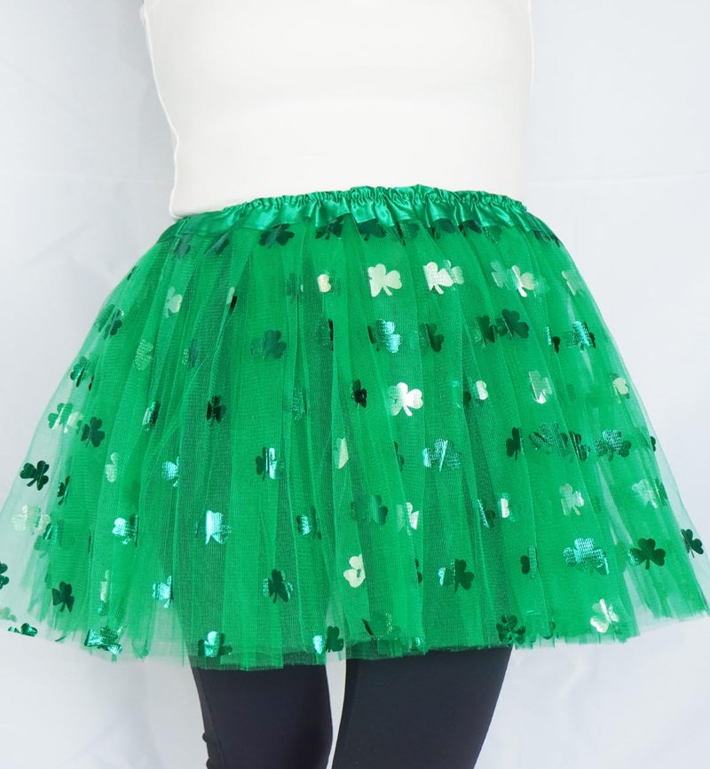 WINROLA 3 Layered Plus Size Tutu Adult Women Green Clover Tutu Skirt Teens Shamrock Irish Party St. Patrickâ€™s Day Tutu (Green, X-Large(Plus Size)) - Image 3
