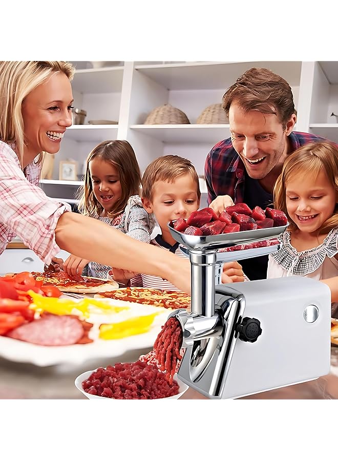 erorex 3 In 1 Meat Mincer Grinder Sausage Maker Electric Meat Grinder Meat Mincer Sausage Stuffer With Stainless Steel Blade 600W Meat Grinder Machine With 3 Grinding Plates With Push Button Silver 59101  - Image 5