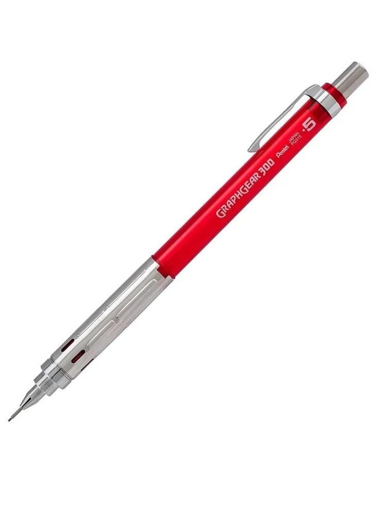 Pentel 1-Piece Graph Gear 300 Mechanical Pencil 0.5mm Tip Red Barrel - Image 1