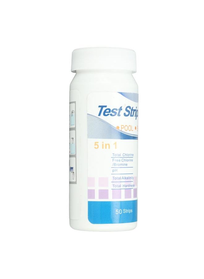 Thoraya - 50pcs Swimming Pool Test Papers 5 in 1 Test Water Quality PH Cl Total Alkali Free Chlorine Pool Test Strips - Image 1