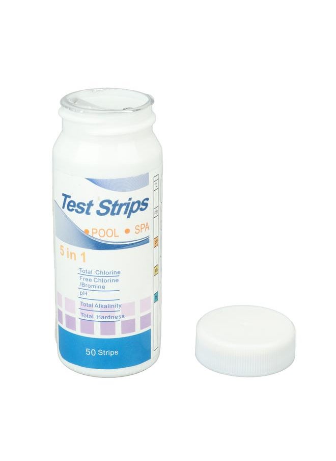 Thoraya - 50pcs Swimming Pool Test Papers 5 in 1 Test Water Quality PH Cl Total Alkali Free Chlorine Pool Test Strips - Image 1