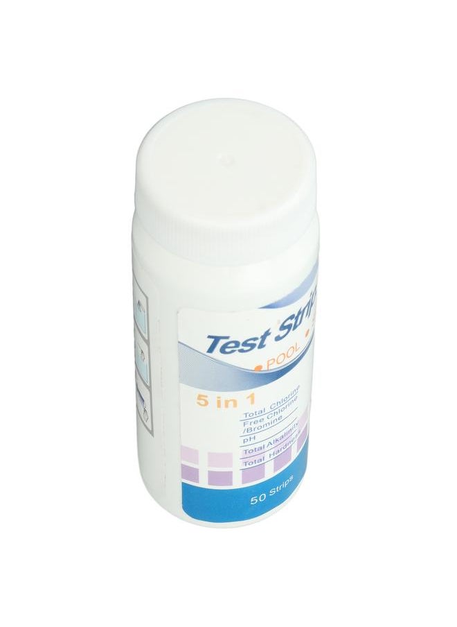 Thoraya - 50pcs Swimming Pool Test Papers 5 in 1 Test Water Quality PH Cl Total Alkali Free Chlorine Pool Test Strips - Image 1