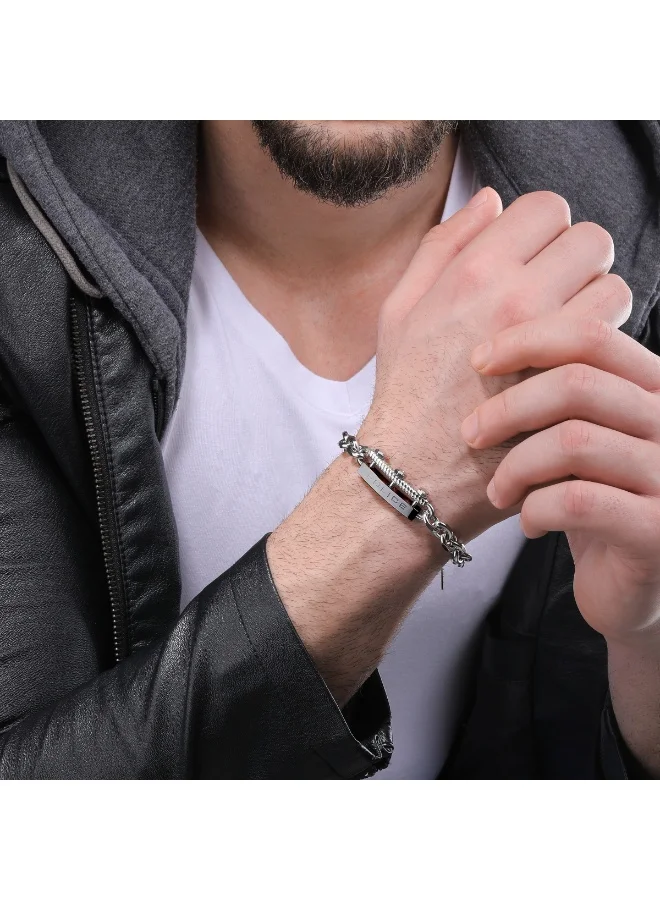 POLICE Bolt Silver with Grey Screw Bracelet Small Men