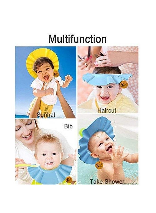 Sage Square New Baby Shower Cap, Adjustable Design, Safe, Soft Bathing with Eye & Ear Protection, Silicone, Makes the Bath More Fun for kids (Blue) (Pack of 1) - Image 3