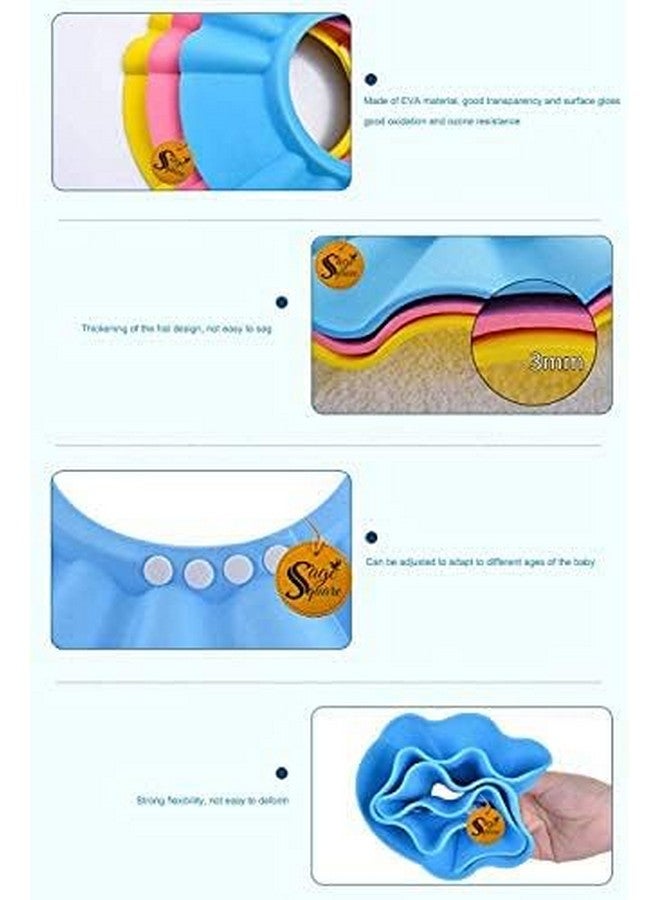 Sage Square New Baby Shower Cap, Adjustable Design, Safe, Soft Bathing with Eye & Ear Protection, Silicone, Makes the Bath More Fun for kids (Blue) (Pack of 1) - Image 2