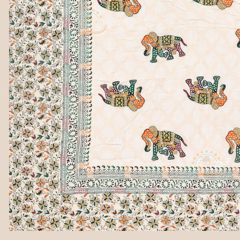 AARMOZY Cotton Quilt 400 TC Traditional Handmade Rajasthani Quilt Vibrant Designs Sanganeri Print Lightweight Warmth Single Bed, Multicolor (55X85 Inches) - Image 4