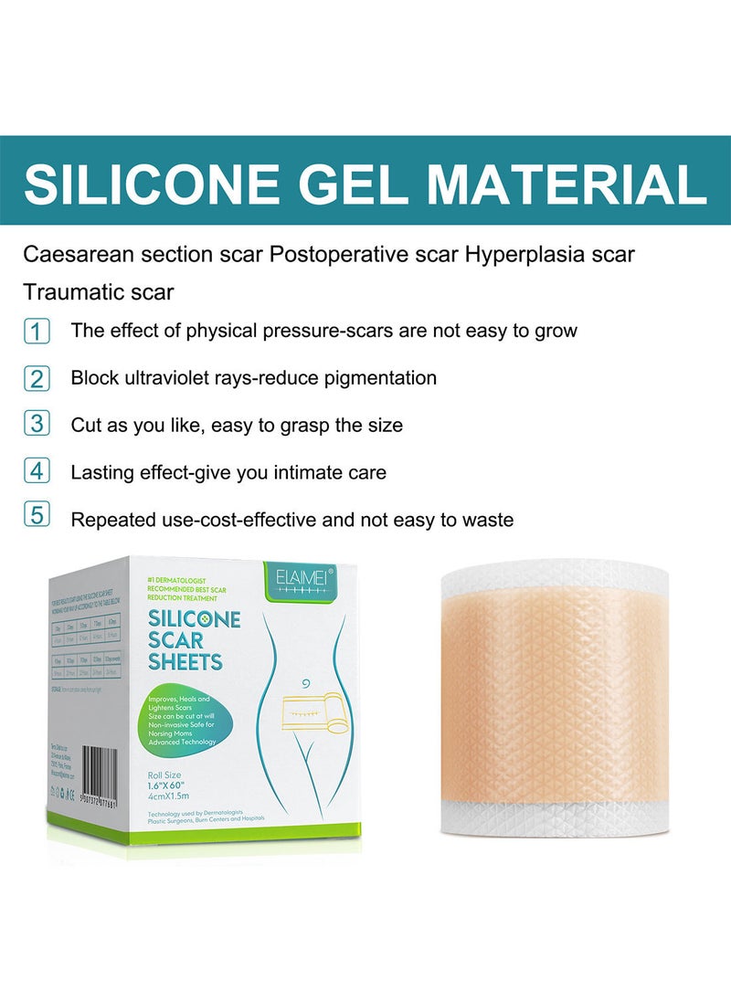 Elaimei - Silicone Scar Sheets Effective Safe Breathable Comfortable Long-Lasting Results Scar Care Adopt Advanced Technology to Improve Heal and Lighten Scars for Old and New Scars 4cm*1.5m - Image 1