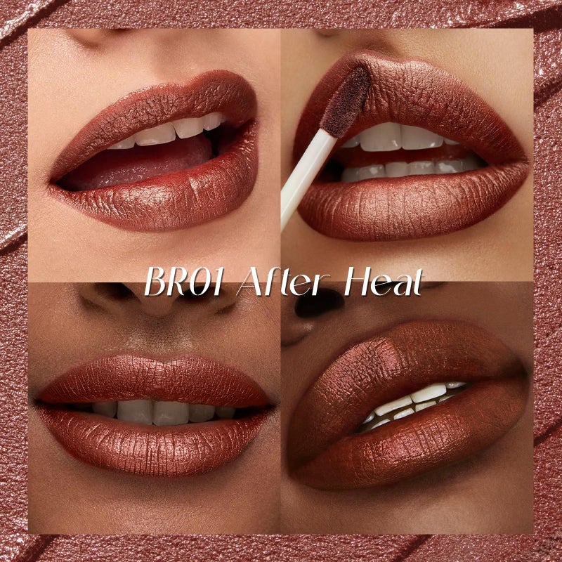 FOCALLURE Metallic Liquid Lipstick,Non Stick Cup Lip Gloss,High Impact Lip Color with Transfer-proof Wear,Long Lasting & Waterproof Lipstick Makeup for Women,After Heat - Image 2