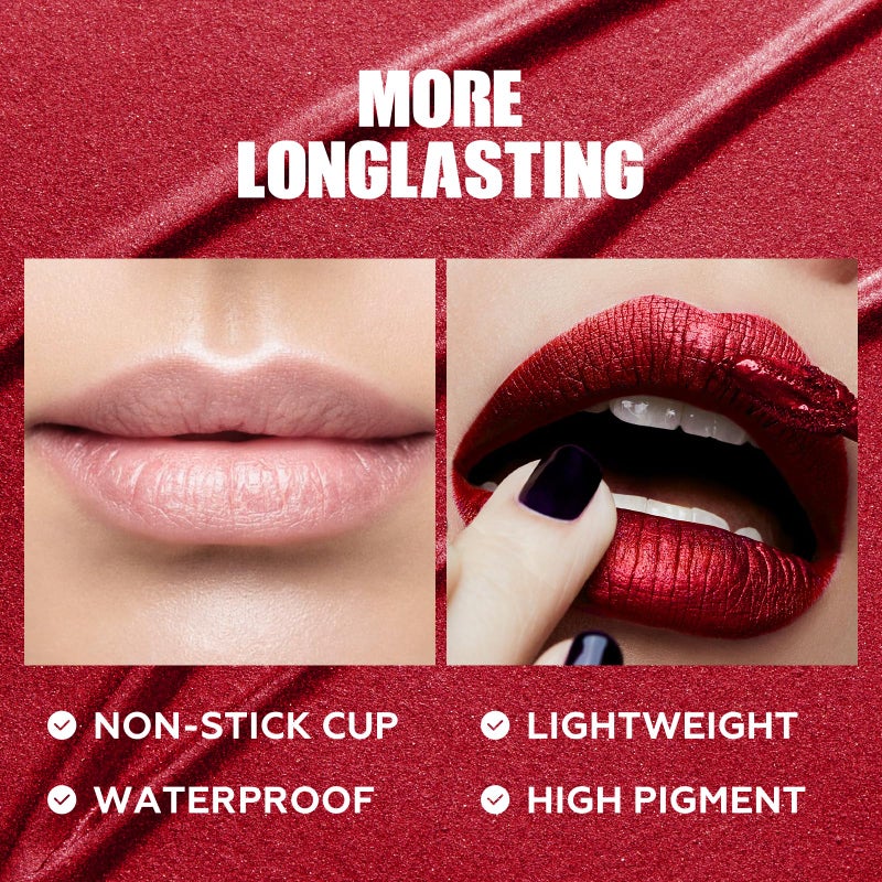 FOCALLURE Metallic Liquid Lipstick,Non Stick Cup Lip Gloss,High Impact Lip Color with Transfer-proof Wear,Long Lasting & Waterproof Lipstick Makeup for Women,After Heat - Image 4