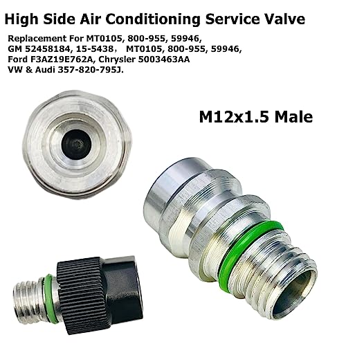 VOTNMIC Air Conditioning Service Valve M12x1.5 Male High Side A/C Charge Port Valve Includes Caps Aftermarket Replacement For MT0105, 800-955, 59946, GM 52458184, 15-5438 (Pack of 2) - Image 3