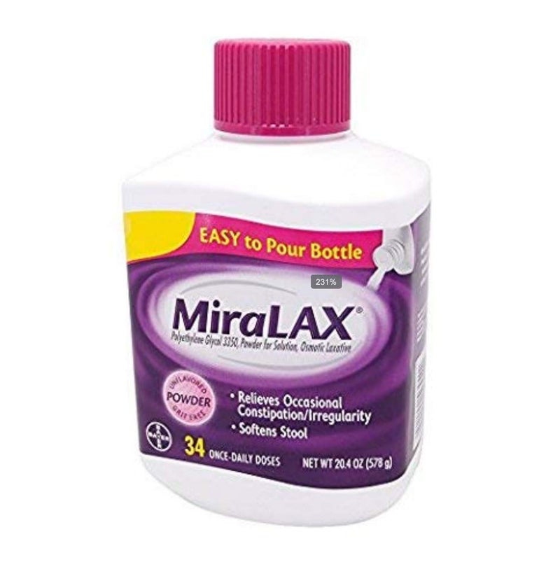 MiraLAX مسهل مسحوق ميرا لاكس، 34 جرعة، 20.4 أونصة - Image 1
