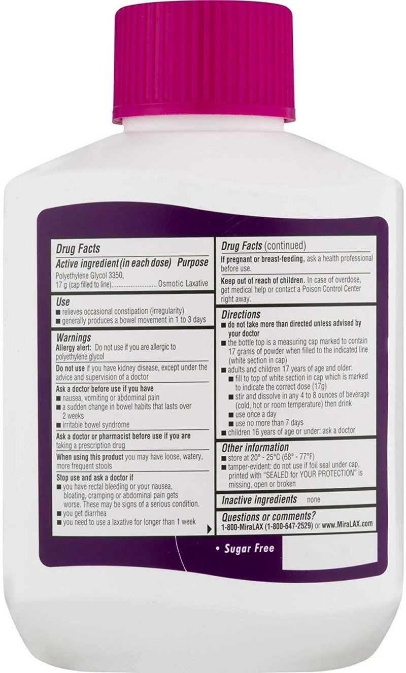 MiraLAX مسهل مسحوق ميرا لاكس، 34 جرعة، 20.4 أونصة - Image 2