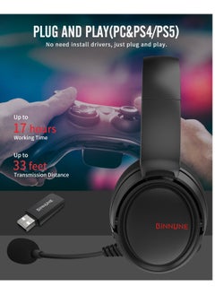 BINNUNE Wireless Gaming Headset Bluetooth Gamer Headphones with Noise Canceling Microphone  - Image 2