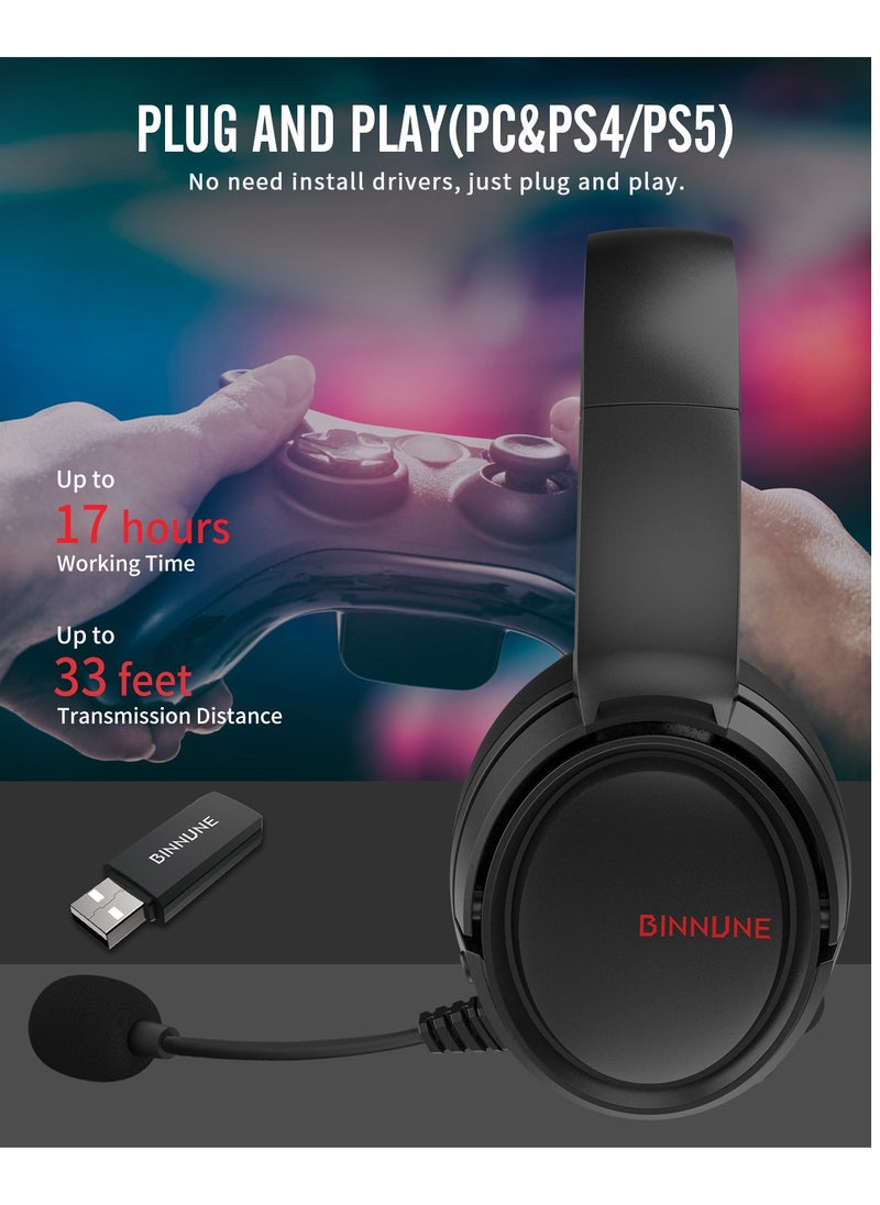 BINNUNE - Wireless Gaming Headset Bluetooth Gamer Headphones with Noise Canceling Microphone - Image 1