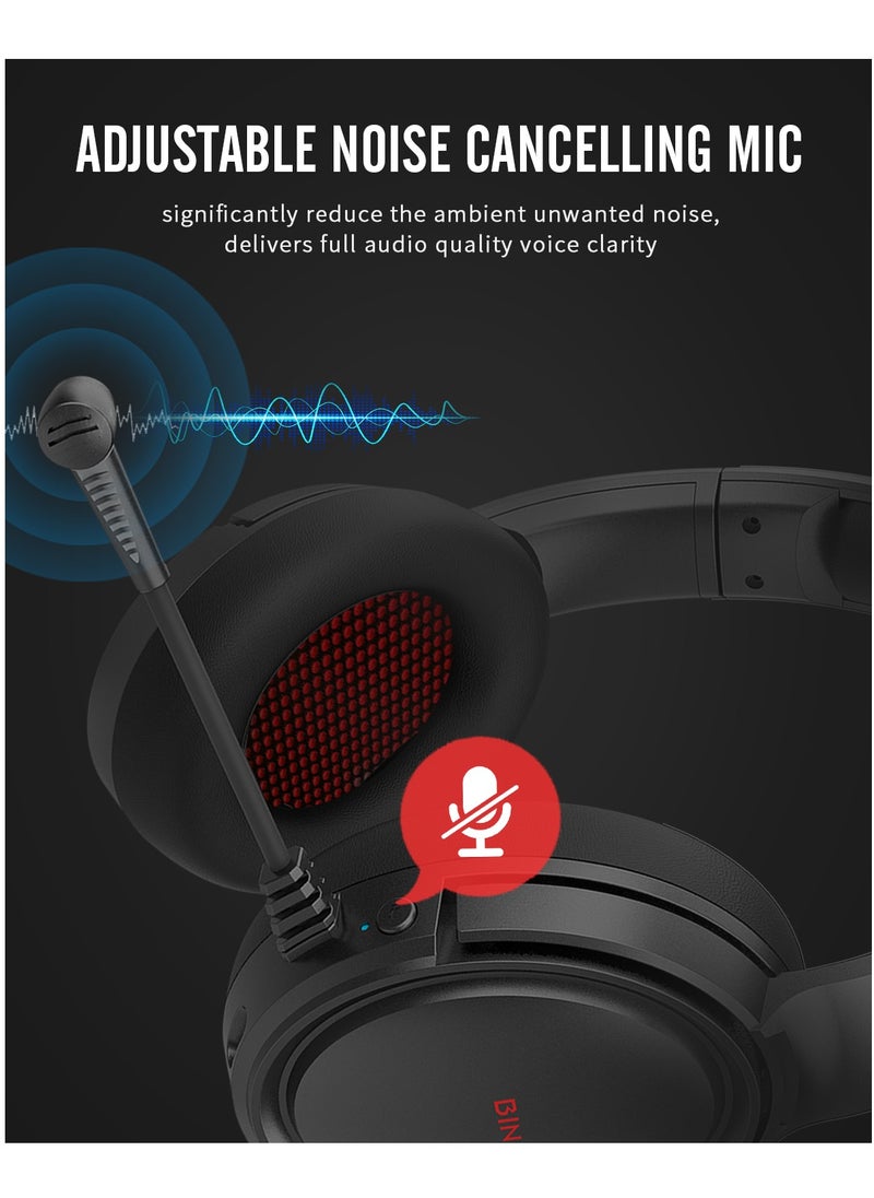 BINNUNE - Wireless Gaming Headset Bluetooth Gamer Headphones with Noise Canceling Microphone - Image 1