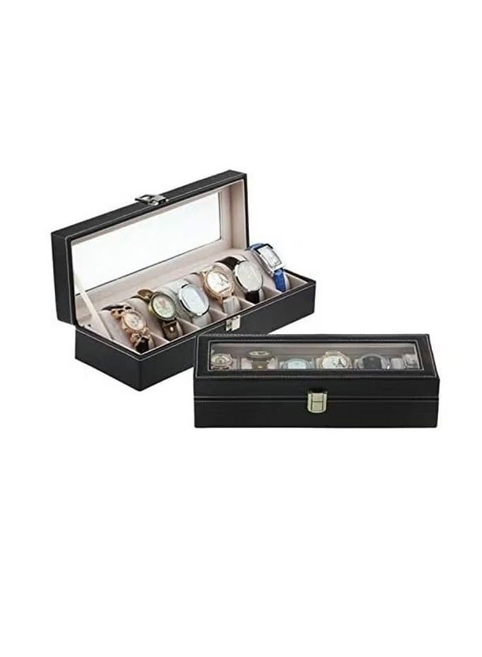 BLOOMING TIME 6 Storage Slots, The Watch Box Is Square, With A Large Capacity, And The Leather Dust-Proof And Scratch-Resistant Storage Box Is Portable (Black) - Image 5