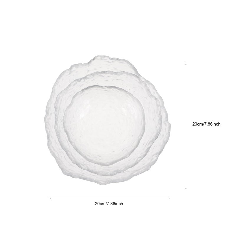 Hammered Texture Glass Salad Bowl Set with 4 Forks for Dessert Fruit Kitchen Tableware - Image 3