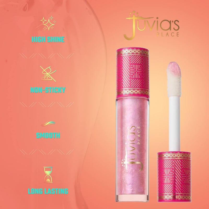 Juvia's Place Lip Gloss So Glazed - Clear, Pink Shimmer, 16 oz, Plump, Glides on Richly Glossy and Smooth, Long Lasting Non-Sticky Luscious High Shine - Image 1