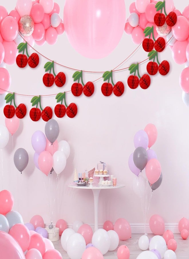 Sonwyoung 12 Pcs Cherry Birthday Party Decorations 5.91'' Cherry Garland Decor Hanging Paper Honeycomb DIY Fruit Paper Lanterns for Ceiling Fruit Party Decor for Baby Shower Wedding(Classic) - Image 3