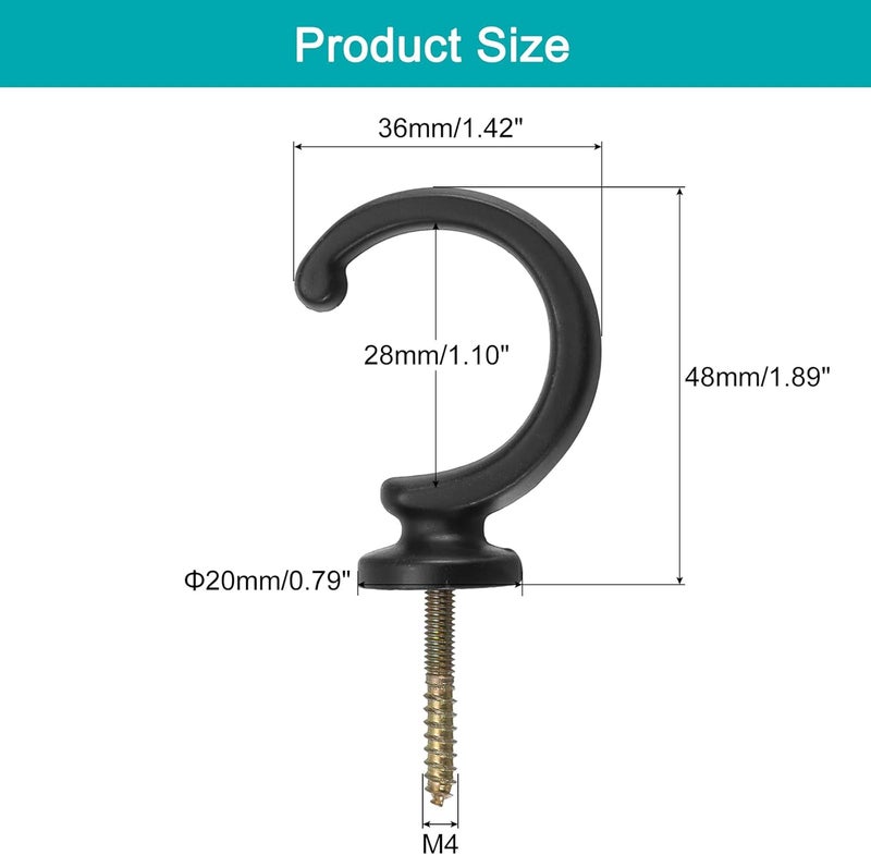 uxcell 4Pcs Curtain Holdback, Aluminum Alloy Wall Mounted Curtain Holders Drapery Tieback Hooks for Living Room Bedroom Office (Black) - Image 2