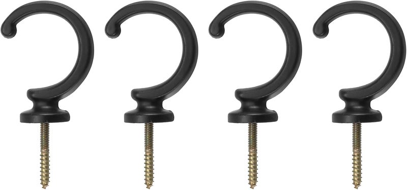 uxcell 4Pcs Curtain Holdback, Aluminum Alloy Wall Mounted Curtain Holders Drapery Tieback Hooks for Living Room Bedroom Office (Black) - Image 1