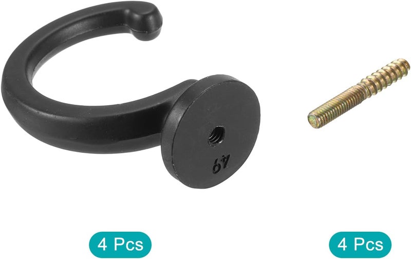 uxcell 4Pcs Curtain Holdback, Aluminum Alloy Wall Mounted Curtain Holders Drapery Tieback Hooks for Living Room Bedroom Office (Black) - Image 3