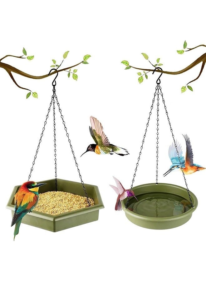 كيلا حمام الطيور المعلق، حمام الطيور، وحدة تغذية الطيور، وحدة تغذية الطيور المعلقة 2 في 1 XL وحمام الطيور للاستخدام الخارجي، حمامات الطيور المعلقة للاستخدام الخارجي - Image 1