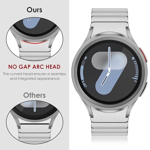 FULLIFE Compatible with Samsung Galaxy Watch 7 6 5 4 Band 40mm 44mm, Stainless Steel Metal with Magnetic Clasp No Gap Band Galaxy Watch 5 Pro/Classic 6/Classic 4/FE for Men 47mm 46mm 45mm, Silver - Image 4