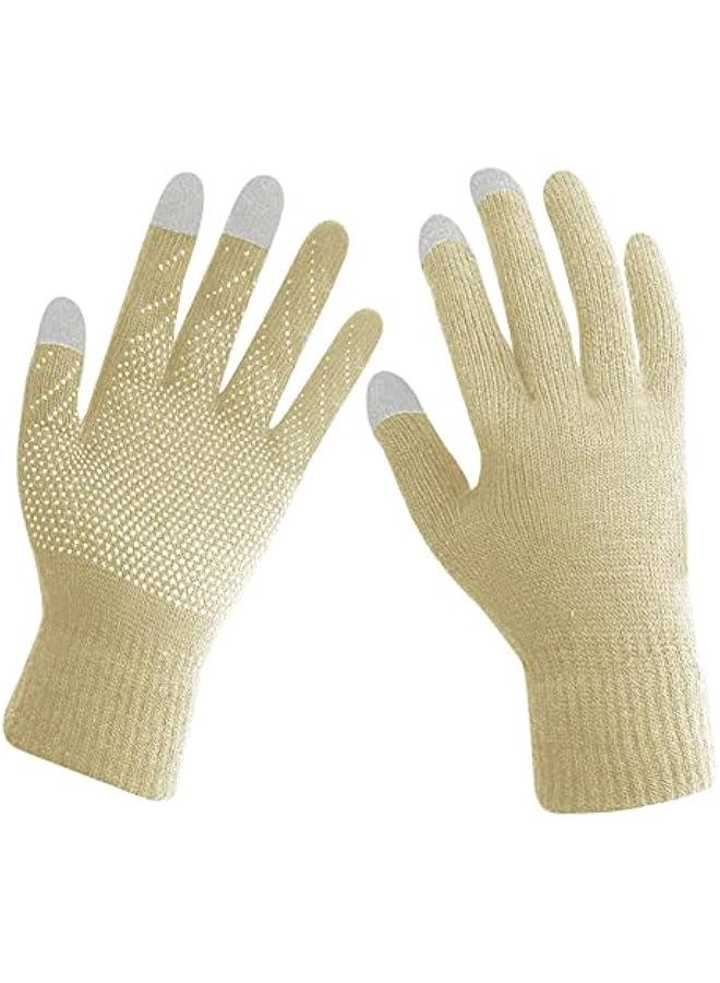 Winter Hat Scarf Gloves Slouchy Beanie Snow Knit Skull Cap Touch Screen Mittens Circle Scarves for Women Men - Image 4
