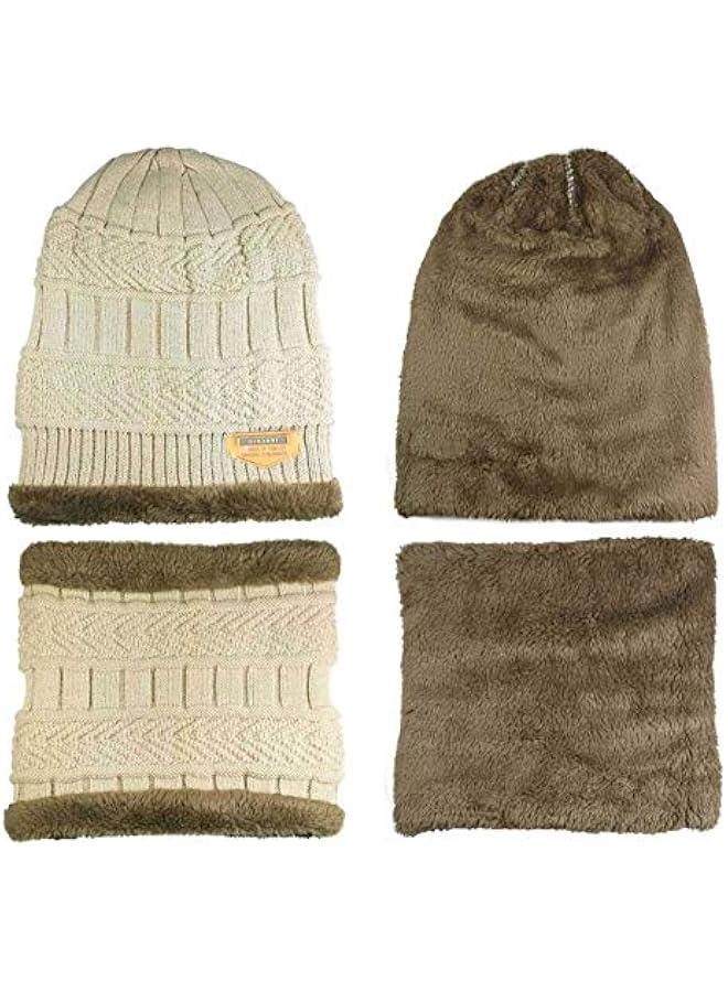 Winter Hat Scarf Gloves Slouchy Beanie Snow Knit Skull Cap Touch Screen Mittens Circle Scarves for Women Men - Image 3