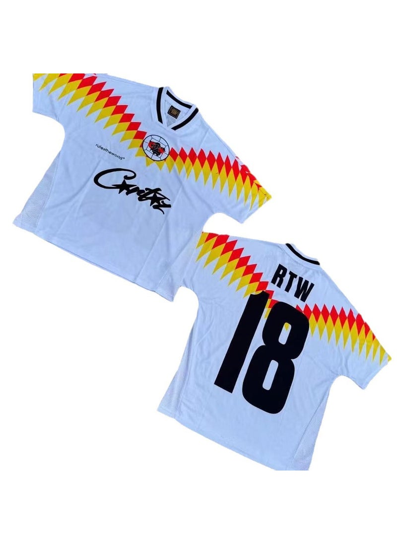 Generic - Corteiz Colorblock Retro Tee Casual Sporty T-Shirt Blue - Image 1