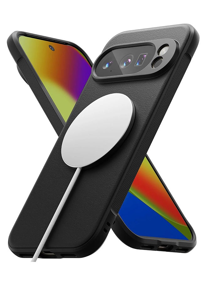 Onyx Magnetic Case For Google Pixel 10 Pro XL, Enhanced Grip Tough Flexible TPU Shockproof Rugged TPU Bumper Drop Protection Phone Cover - Black