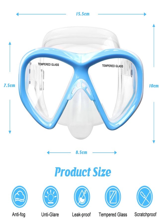 ACQCES Kids Swim Goggles Snorkel Diving Mask for Boys Girls Ages 5-15, Two-Color Anti-Fog Swimming Goggles with Nose Cover (1PCS Blue Blue) - Image 5