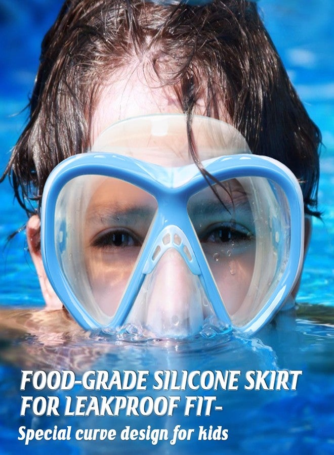 ACQCES Kids Swim Goggles Snorkel Diving Mask for Boys Girls Ages 5-15, Two-Color Anti-Fog Swimming Goggles with Nose Cover (1PCS Blue Blue) - Image 2