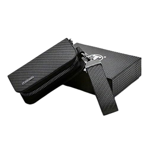 KMH Premium T-Carbon Car Key Wallet Bag | Smart Keychain Holder with Metal Hook Keyring Zipper Bag | Wallet for Key Holder Cover Shell Case Pouch Holder Key Fob Protector (Black) - Image 1