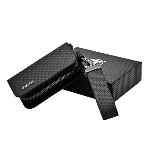 KMH Premium T-Carbon Car Key Wallet Bag | Smart Keychain Holder with Metal Hook Keyring Zipper Bag | Wallet for Key Holder Cover Shell Case Pouch Holder Key Fob Protector (Black) - Image 4