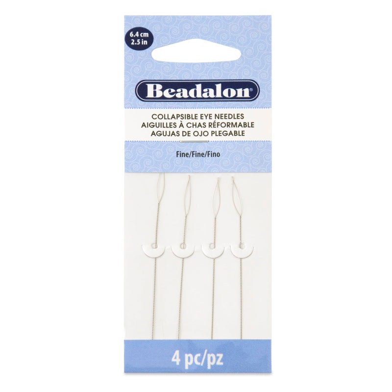 Beadalon Collapsible Eye Beading Needles, Fine 0.30 mm / .012 inches Diameter, 2.5 inches Length, 4 pc - Image 1
