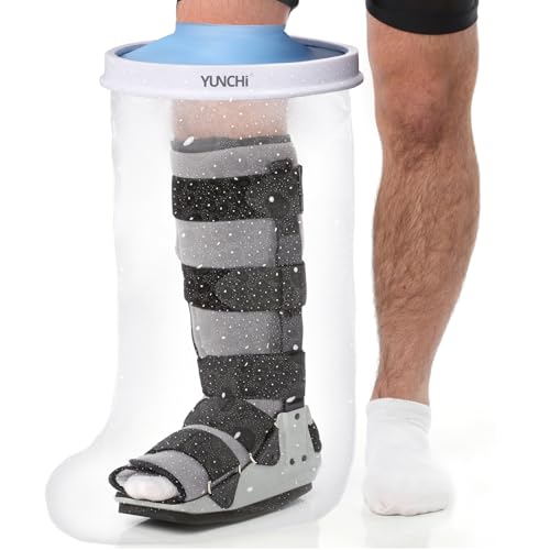 YUNCHI Waterproof Cast Cover for Shower, Extra Wide Leg & Foot Protector for Adults, XL Size, Fits Calf 13 to 28 Inches - Image 1