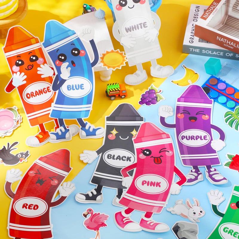 Outus 32 Pcs Color Bulletin Board Set for Classroom, Crayon Classroom Boarders Color Posters Cutouts with 80pcs Adhesive Glue Point Dots for Toddler Preschool Learning Decorations - Image 4