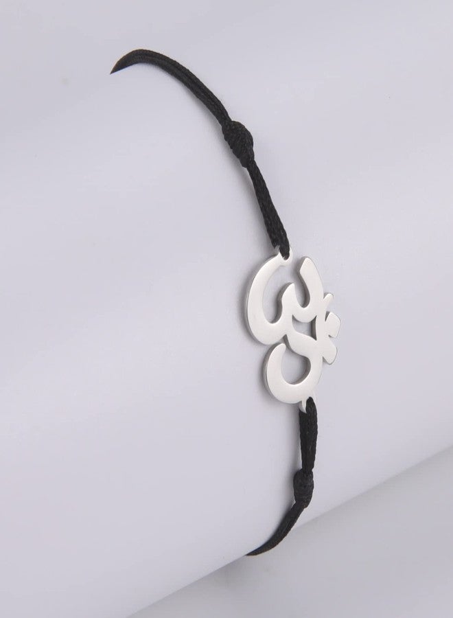 EUEAVAN Hindu OM OHM AUM Sanskrit Symbols Spiritual Bracelet luck Couple Charm Jade Thread Bangle Yoga Amulet Anklets Jewelry Accessories (black) - Image 5